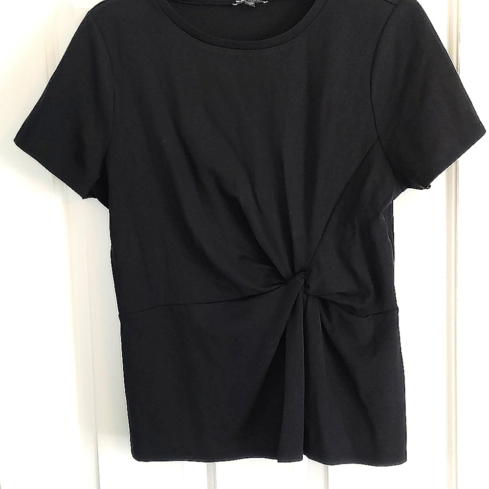 Express black short sleeve peplum side knot top